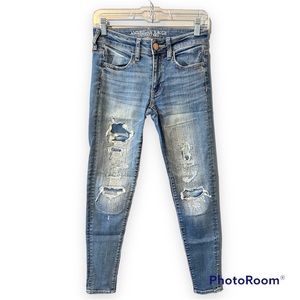 American Eagle Outfitters Jean Size 2 Regular, Jegging ripped patchy skinny